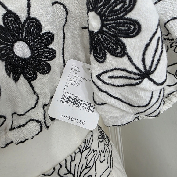 Free People Set Lotus In White Black Combo Size  L Large Cotton $168 NWT - Picture 9 of 15